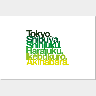 Tokyo Districts (greens) Posters and Art